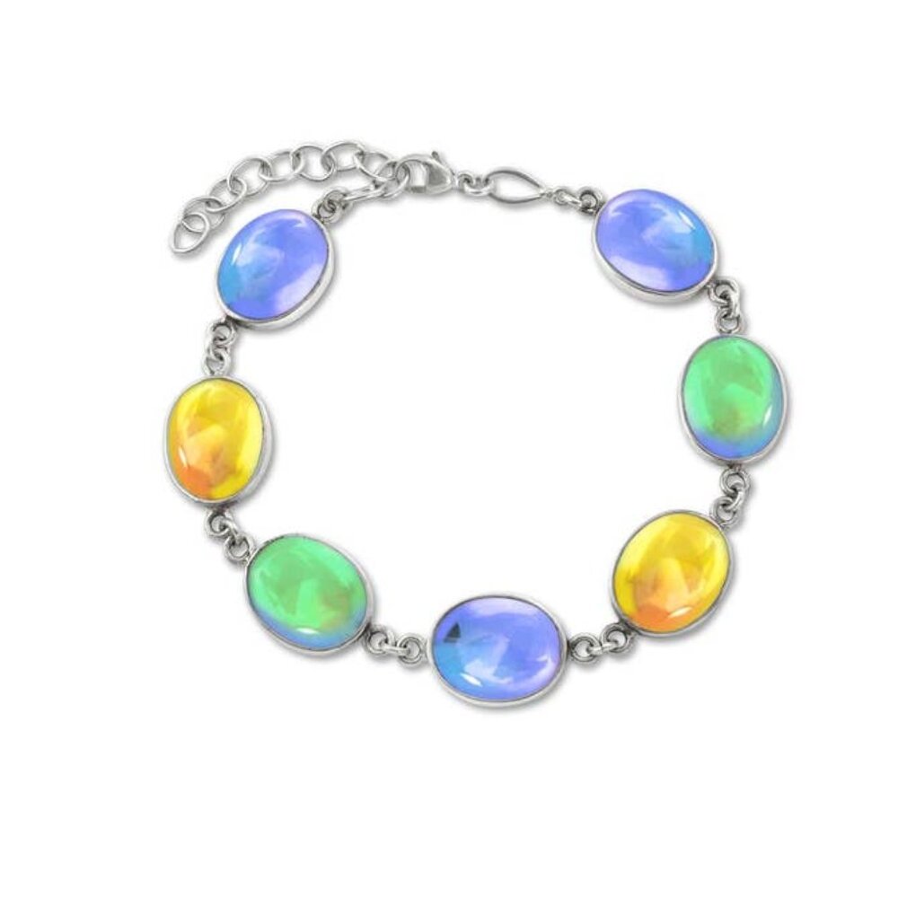 7 Oval Stones Bracelet Blue/Green/Fire / Polished